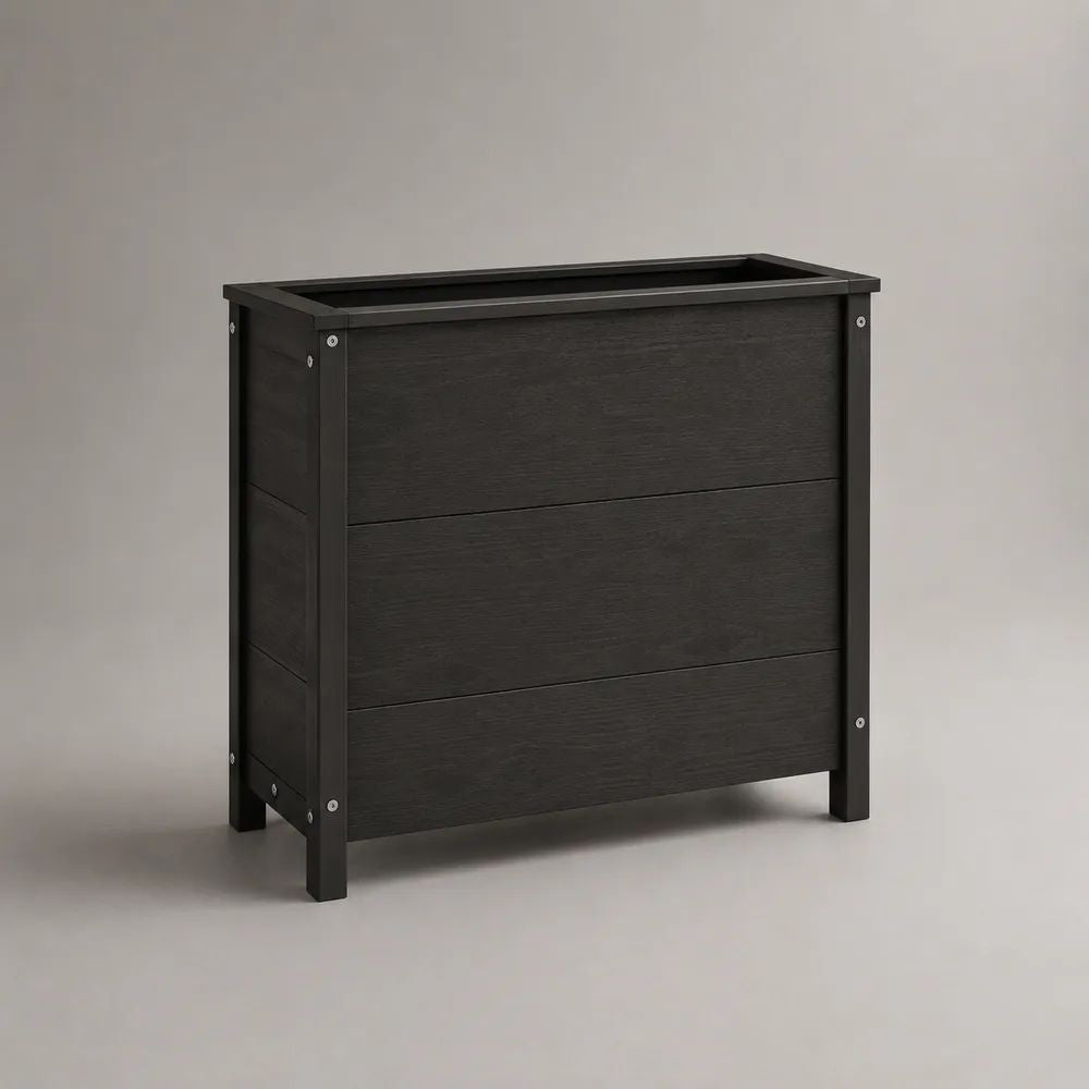 Jardinière surélevée rectangulaire en composite bois-plastique et aluminium noir, 80 × 40 × 78 cm