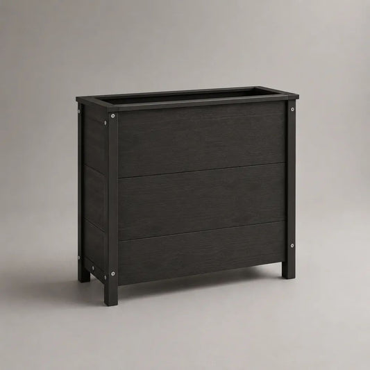 Jardinière surélevée rectangulaire en composite bois-plastique et aluminium noir, 80 × 40 × 78 cm