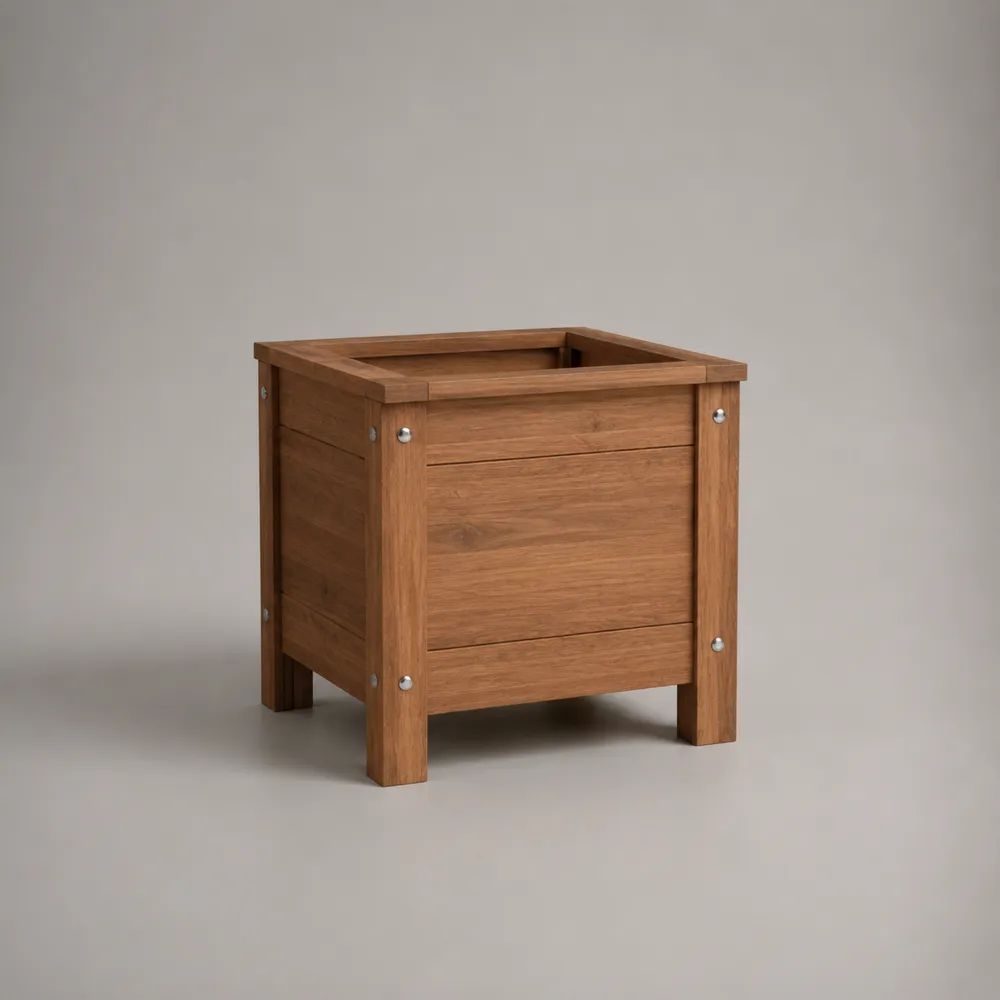 Bac à fleurs carré surélevé en bois d’acacia massif brun 50 × 50 × 50 cm