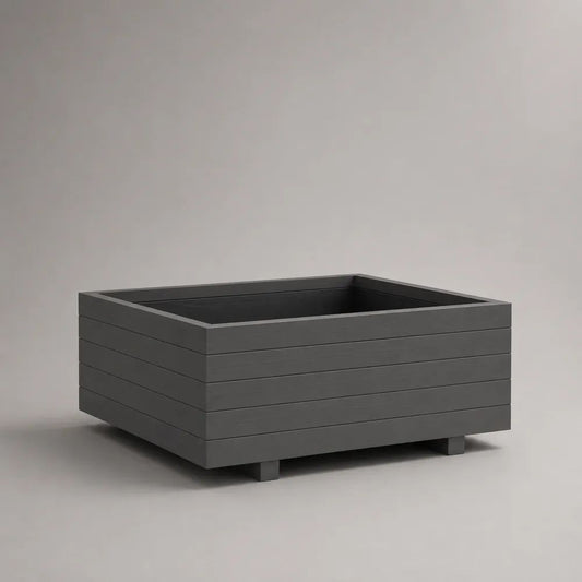Bac à fleurs carré sur pieds en pin massif peint gris anthracite, 80 × 80 × 50 cm