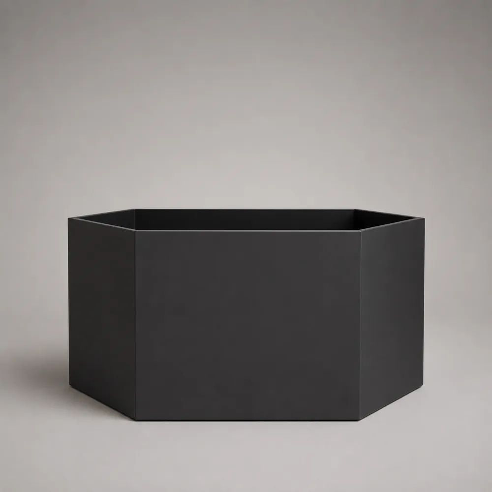 Jardinière hexagonale en acier noir anthracite 60 × 52 × 45 cm