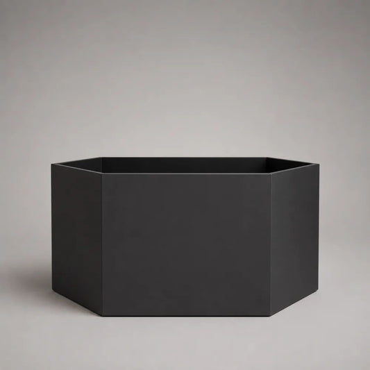 Jardinière hexagonale en acier noir anthracite 60 × 52 × 45 cm